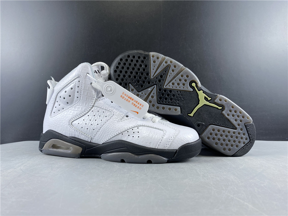 Women Air Jordan 6 GS Crocodile White Black Shoes